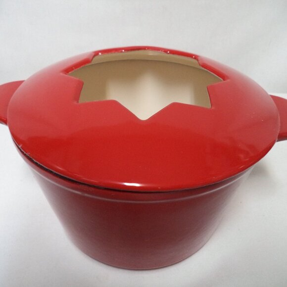 Cuisinart Vintage Enameled Cast Iron Fondue Pot Lid FP-115R Red 1.5 quart - Picture 3 of 14